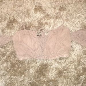 TAN VNECK OPENING FASHION NOVA CROP TOP